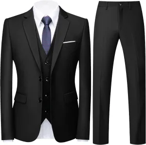 UNINUKOO Mens Suits 3 Piece Classic Fit Wedding Guest Outfit Suit Jacket Pants with Vest