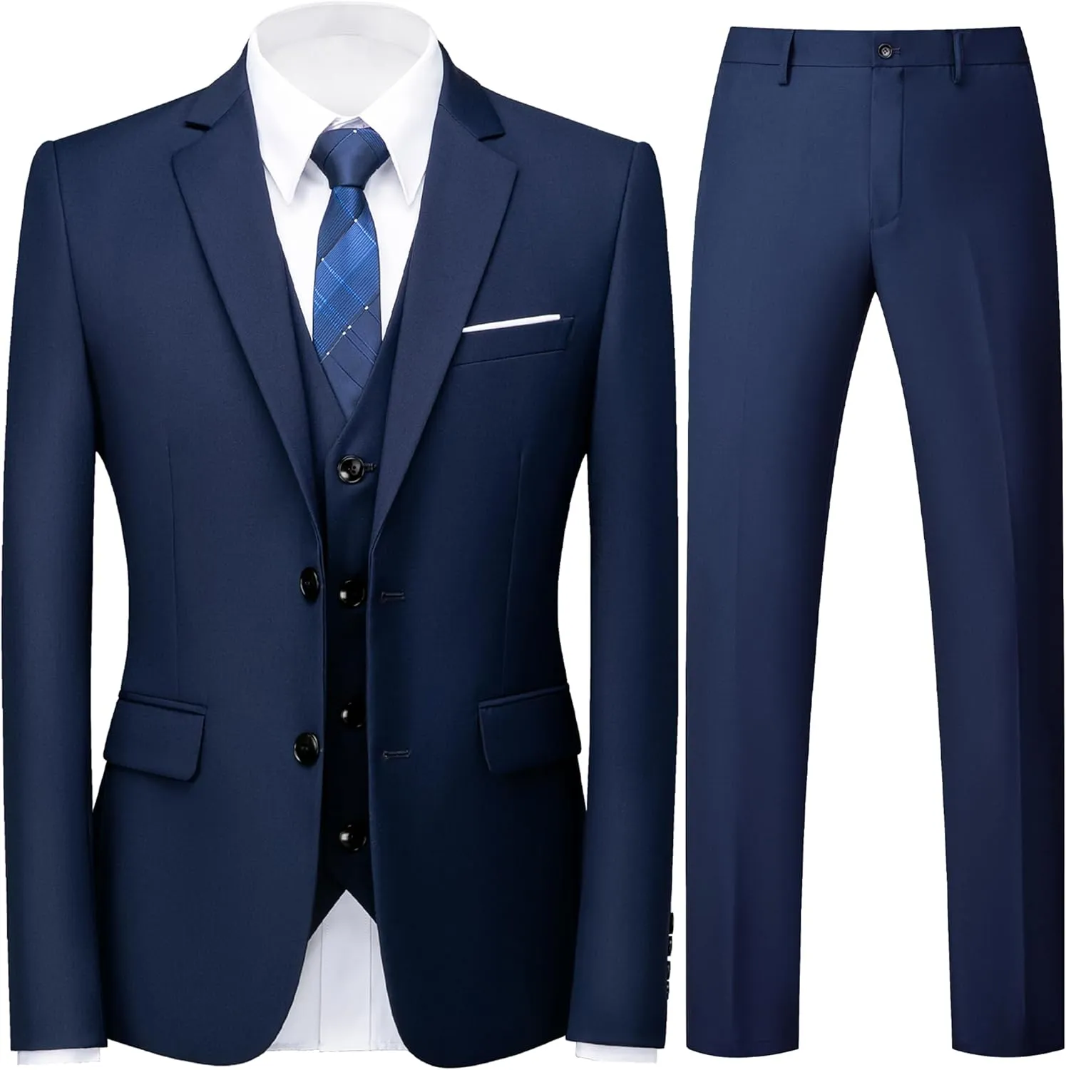 UNINUKOO Mens Suits 3 Piece Classic Fit Wedding Guest Outfit Suit Jacket Pants with Vest