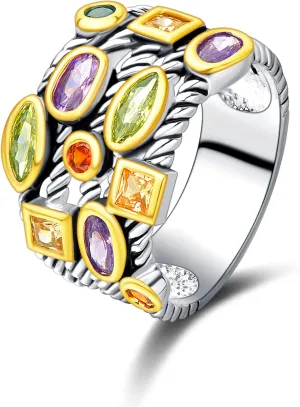 UNY JEWEL Ring Beautiful Multi CZ Twisted Cable Wire Designer Fashion Brand Vintage Love Antique Womens Jewelry