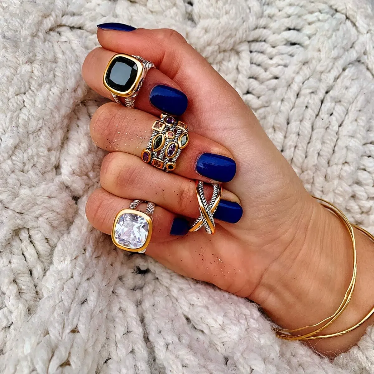 UNY JEWEL Ring Beautiful Multi CZ Twisted Cable Wire Designer Fashion Brand Vintage Love Antique Womens Jewelry