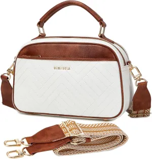Vegan Leather Satchel Purses for Women, Handmade Top Handle Crossbody Bag, Brown Shoulder Handbags with Adjustable Strap