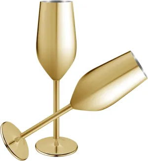 VERISA Stainless Steel Set of 2, moet champagne mimosa flutes 200ML Unbreakable champagne flutes for Wedding, mocktail glasses,bride and groom champagne glasses