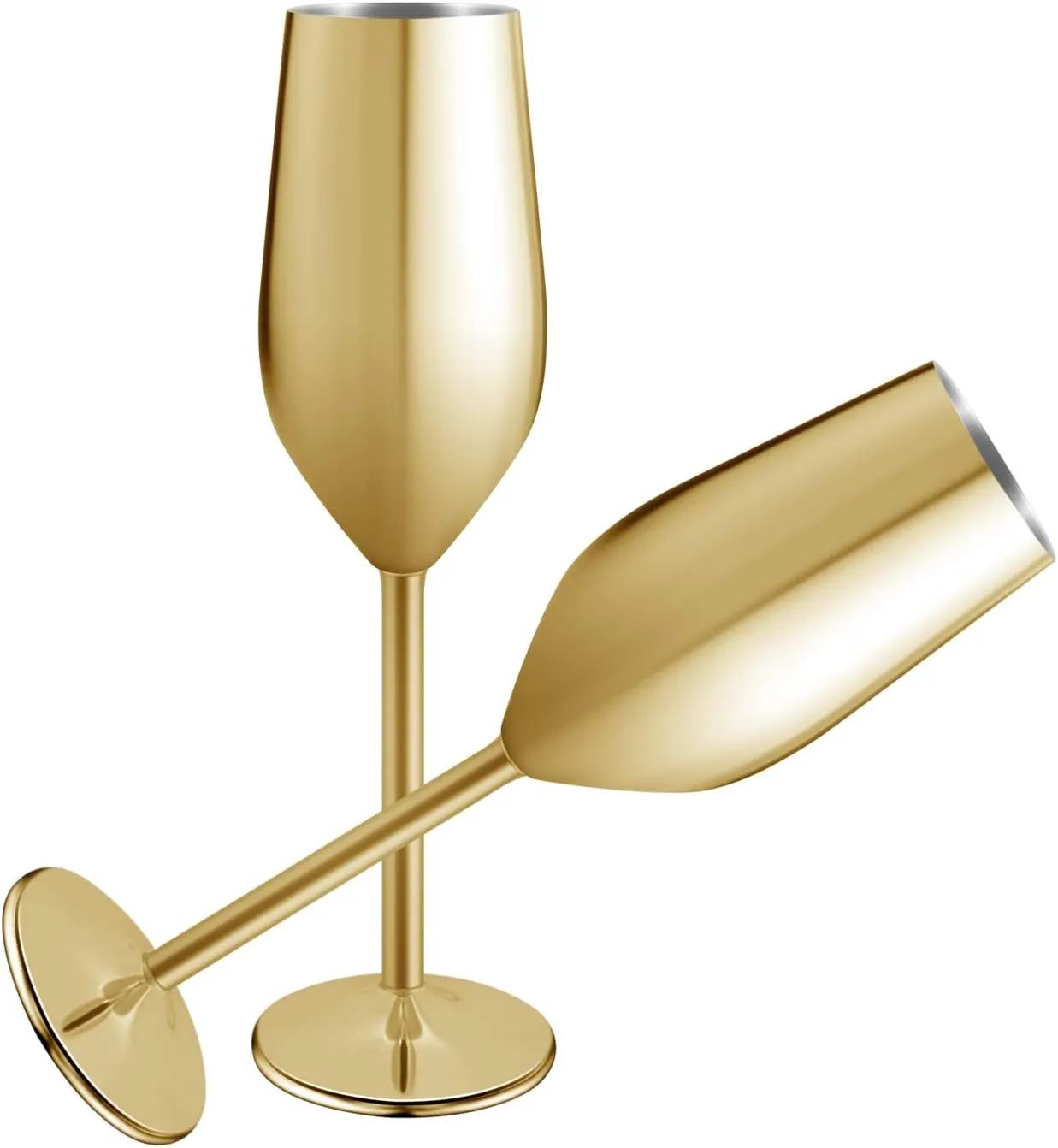 VERISA Stainless Steel Set of 2, moet champagne mimosa flutes 200ML Unbreakable champagne flutes for Wedding, mocktail glasses,bride and groom champagne glasses