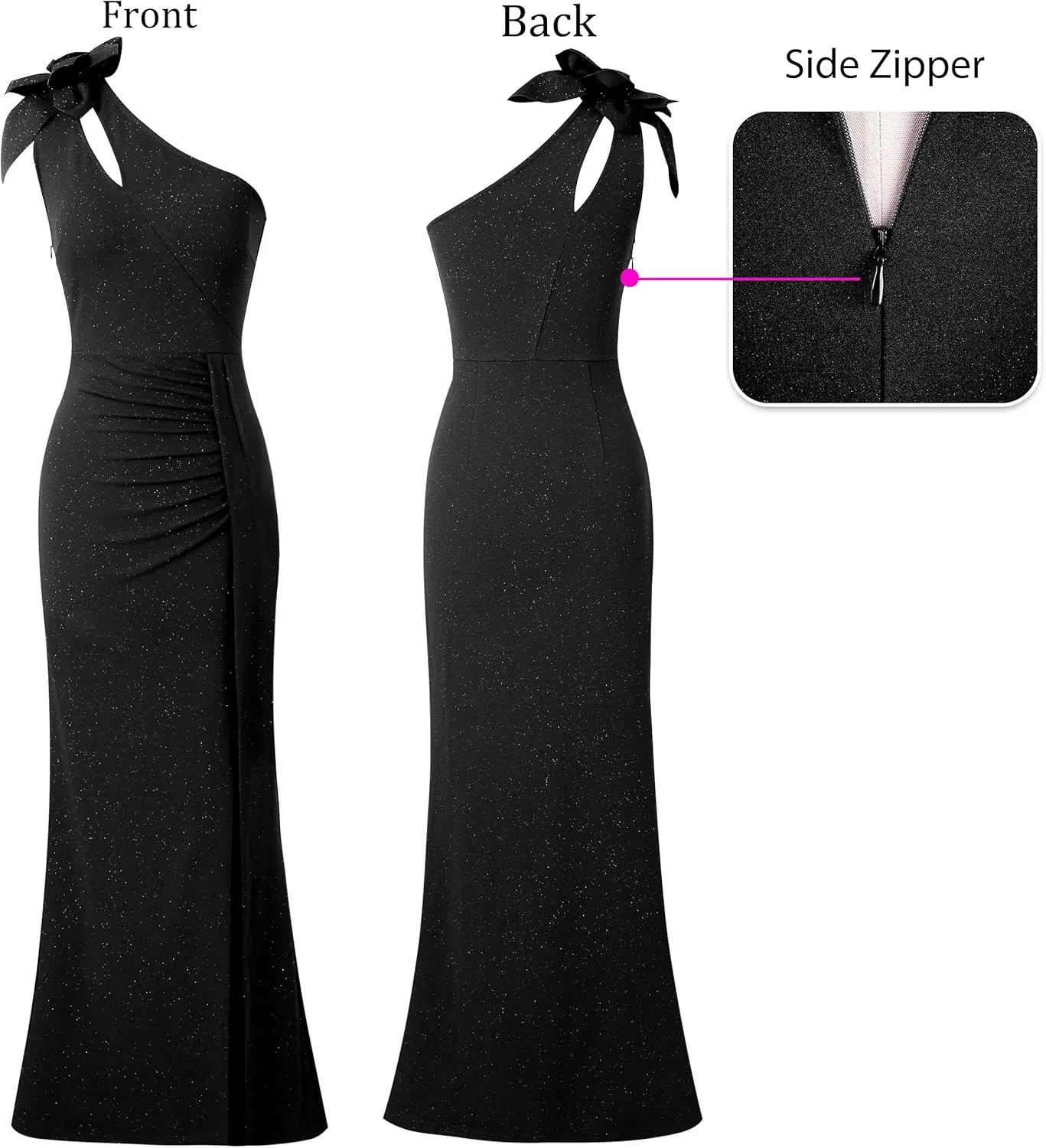 VFSHOW Womens 3D Flower One Shoulder Ruched Prom Formal Wedding Guest Maxi Dress 2023 Sexy Cocktail Split Cutout Evening Gown