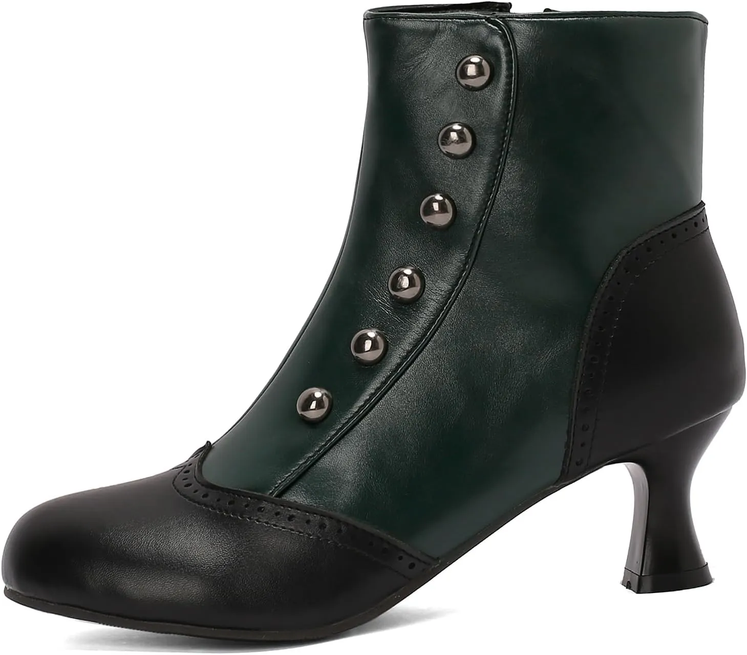 Victorian Boots for Women Vintage Slip On Rivet Ankle-High Booties