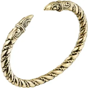 Viking Bracelet Mens Odin's Raven Heads Ragnar Arm Ring Norse Torc Jewelry Pagan-Gold