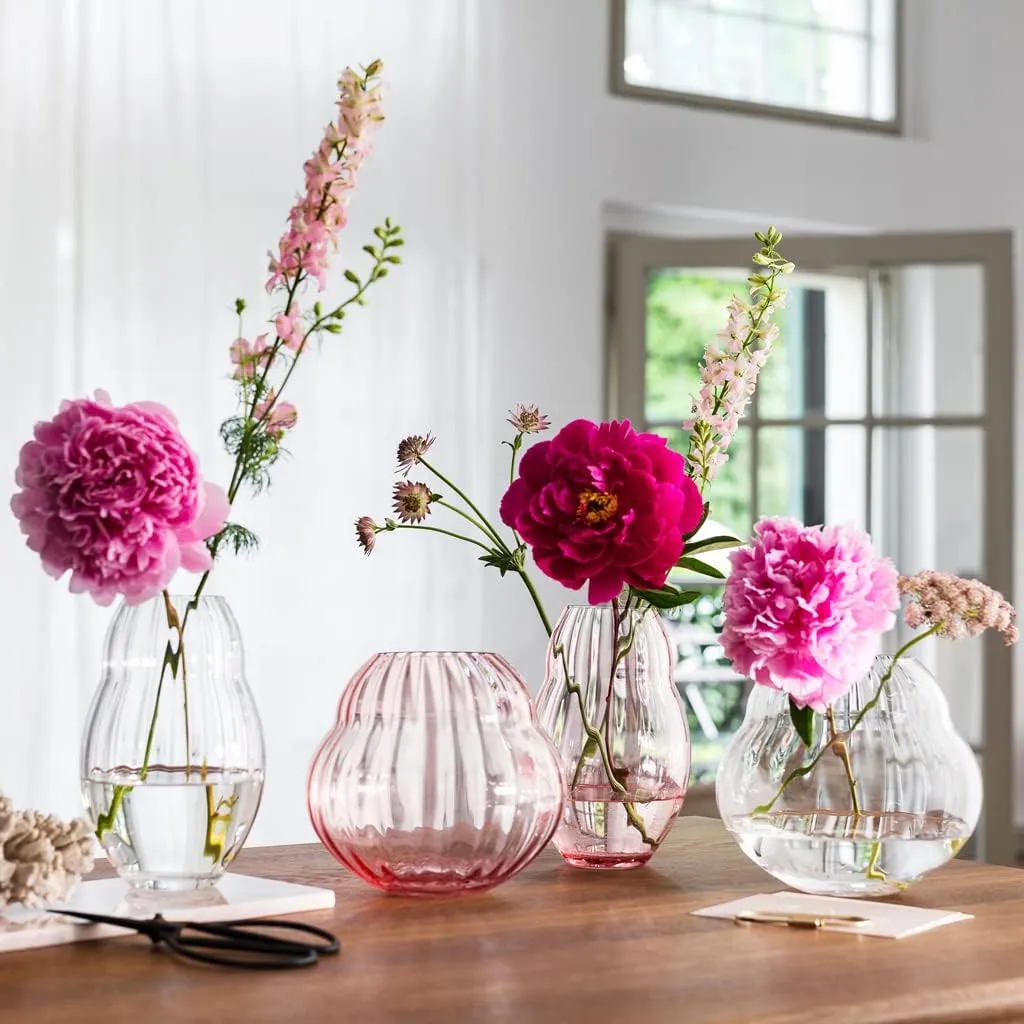 Villeroy & Boch - Rose Garden Home Vase/Hurricane Lamp, 17 cm, Crystal Glass, Pink, Capacity 2,750 ml