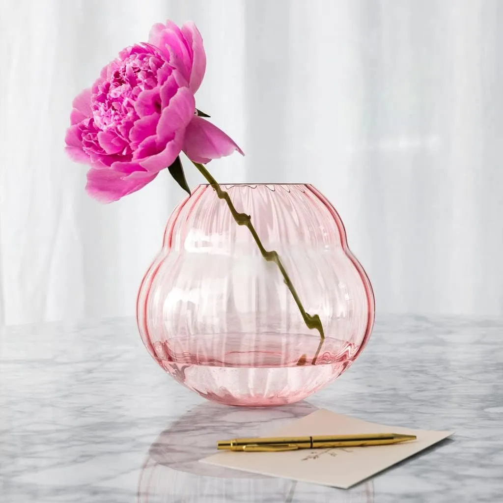 Villeroy & Boch - Rose Garden Home Vase/Hurricane Lamp, 17 cm, Crystal Glass, Pink, Capacity 2,750 ml