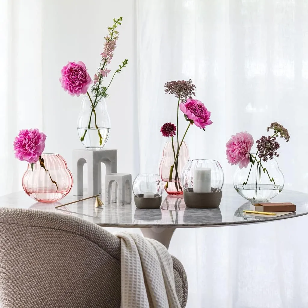 Villeroy & Boch - Rose Garden Home Vase/Hurricane Lamp, 17 cm, Crystal Glass, Pink, Capacity 2,750 ml