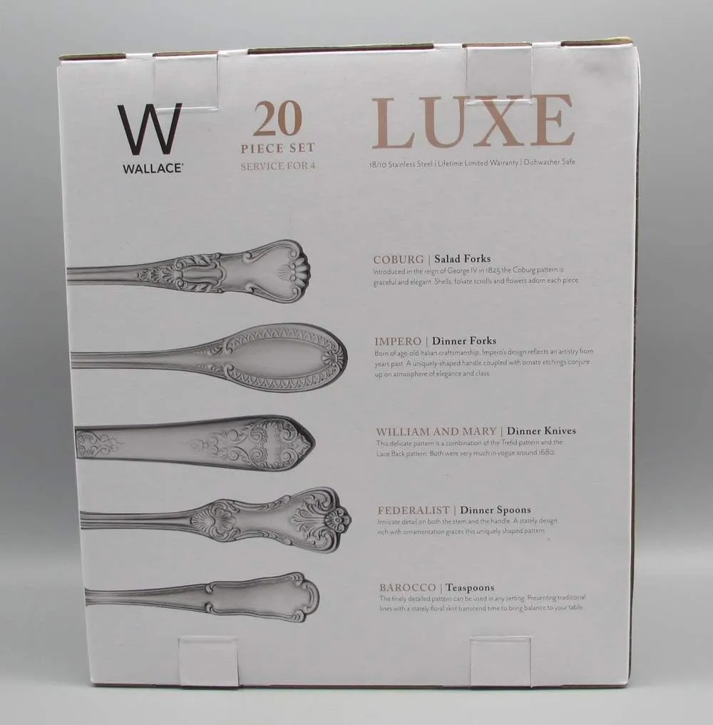 Wallace Hotel 20-Piece 18/10 Stainless Steel Flatware Set, Service for 4