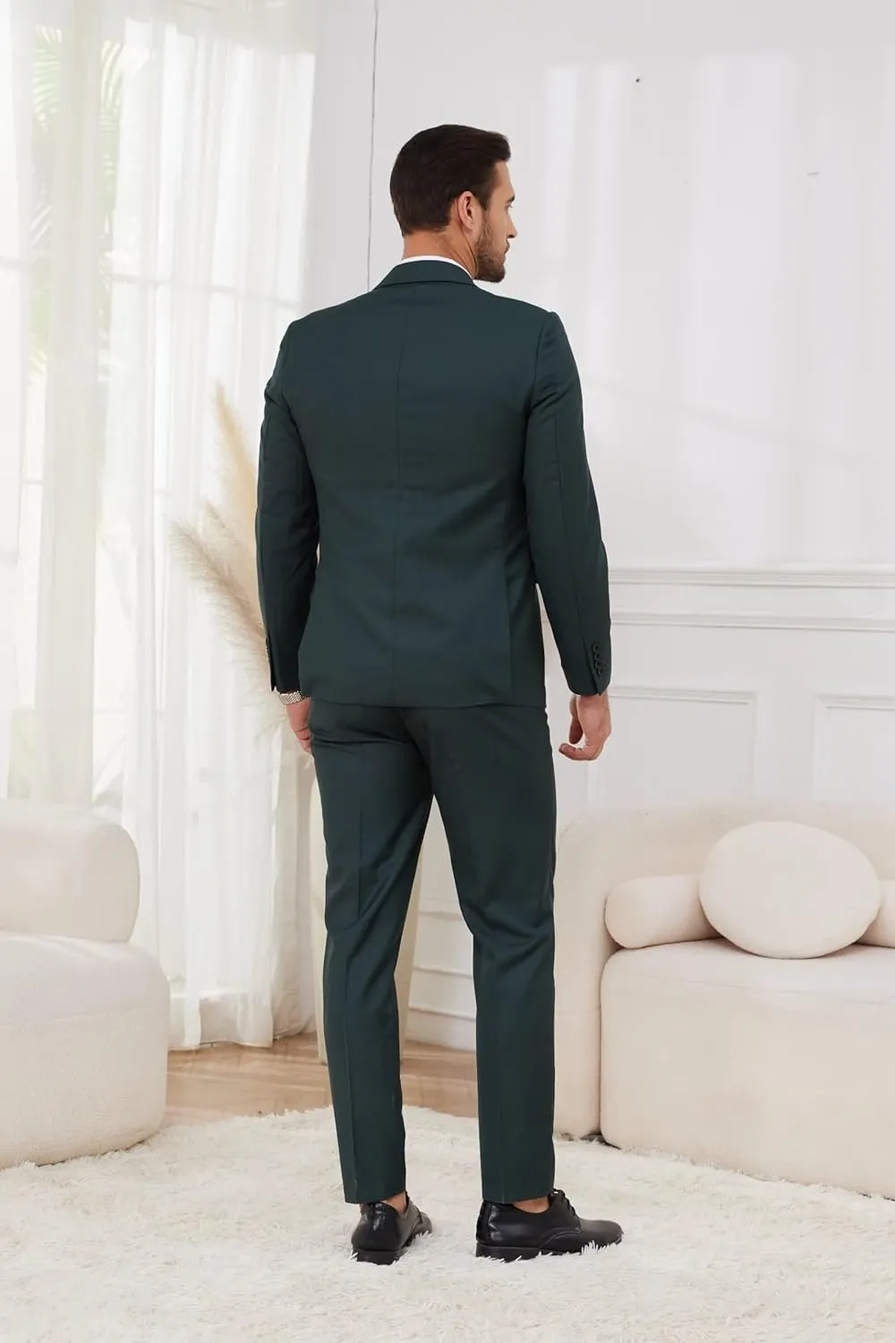 Wangyue Men Double Breasted Suit 3 Piece Slim Fit Suits Elegant Peak Lapel 2 Button Blazer Vest Pants Sets Men's Suits