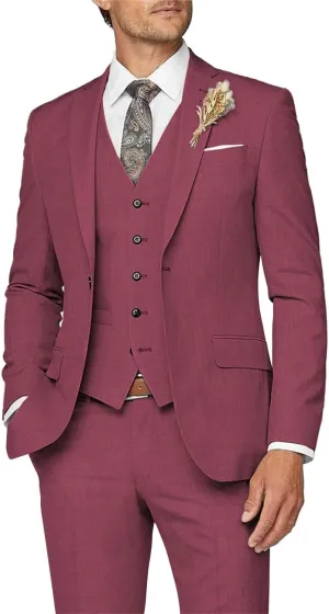 Wangyue Mens Suit 3 Piece Slim Fit Suit for Men Formal Business Suit Wedding Groom Prom Tuxedo Dinner Party