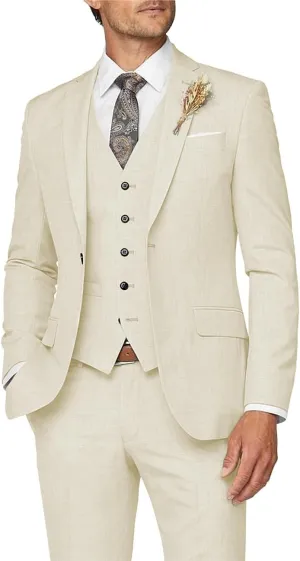 Wangyue Mens Suit 3 Piece Slim Fit Suit for Men Formal Business Suit Wedding Groom Prom Tuxedo Dinner Party