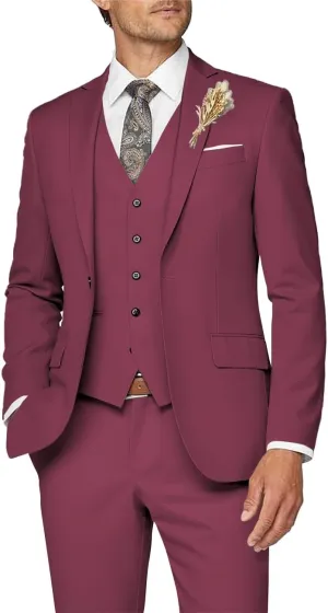 Wangyue Mens Suit 3 Piece Slim Fit Suit for Men Formal Business Suit Wedding Groom Prom Tuxedo Dinner Party