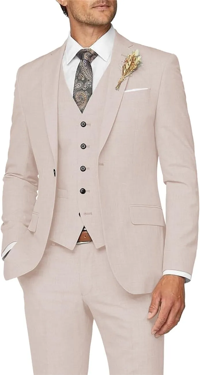 Wangyue Mens Suit 3 Piece Slim Fit Suit for Men Formal Business Suit Wedding Groom Prom Tuxedo Dinner Party