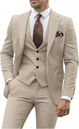 Wangyue Mens Suit 3 Piece Slim Fit Suits for Men Wedding Groom Suit Men Blazer Vest Pant Suits for Prom Business Formal