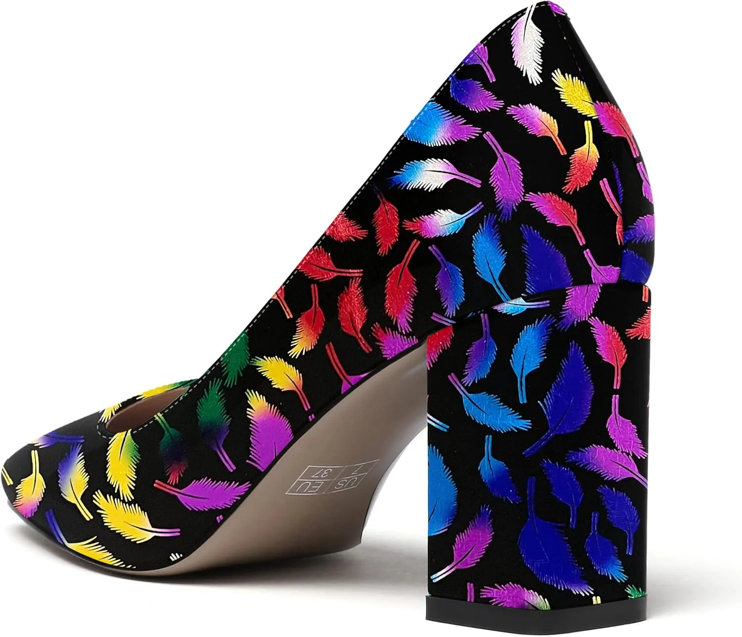 WAYDERNS Women's Slip On Solid Square Toe Patent Block High Heel Pumps Shoes 3 Inch