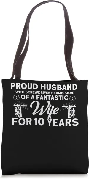 Wedding Anniversary Husband Screwdriver Permission Couple Tote Bag