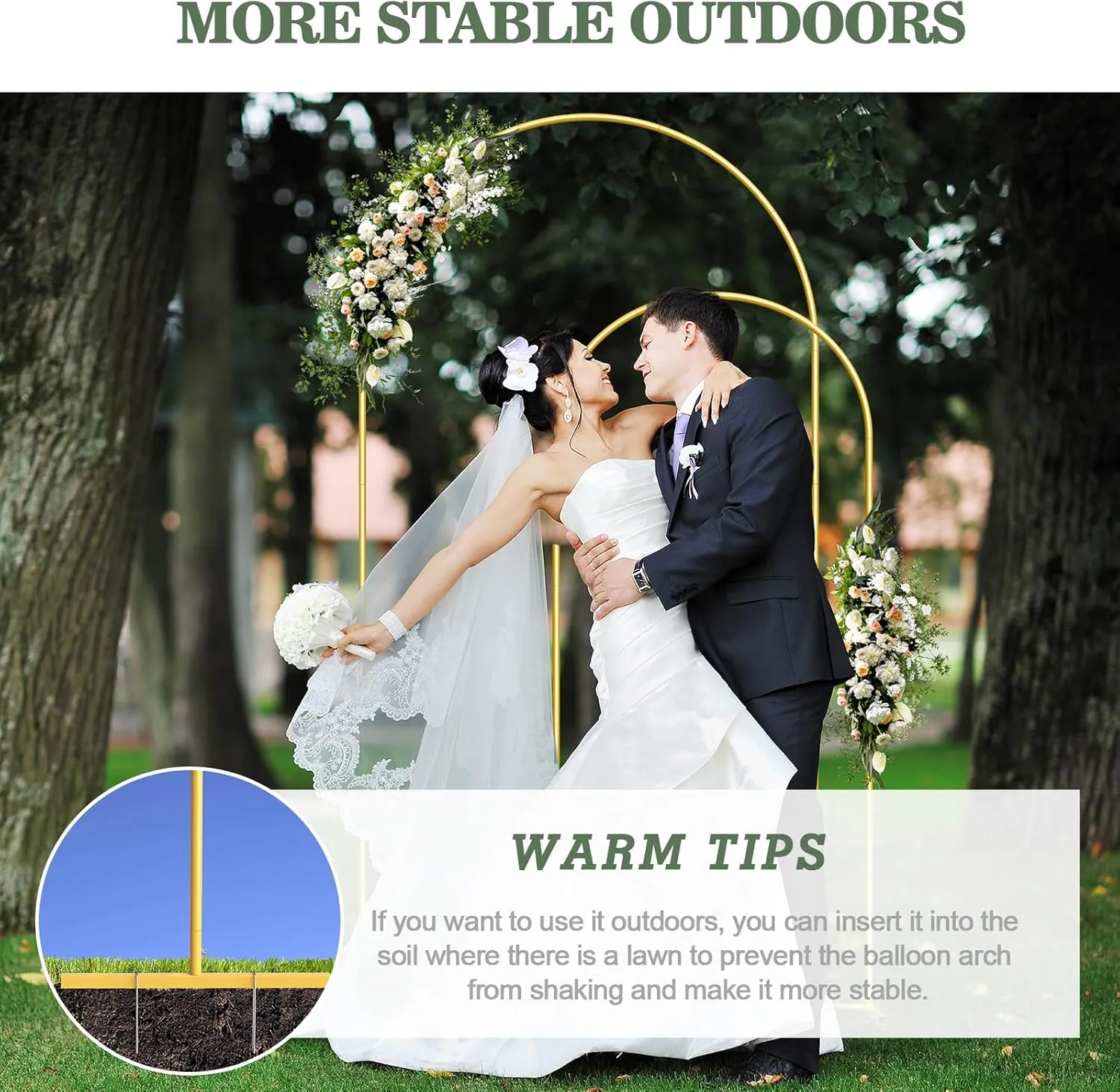 Wedding Arch Backdrop Stand Set of 2 (7.3FT/6FT), Gold Metal Arch Backdrop Stand,Balloon Arch Stand for Wedding Ceremony Baby Shower Outdoor Indoor Birthday Party Graduation Decoration,Gold