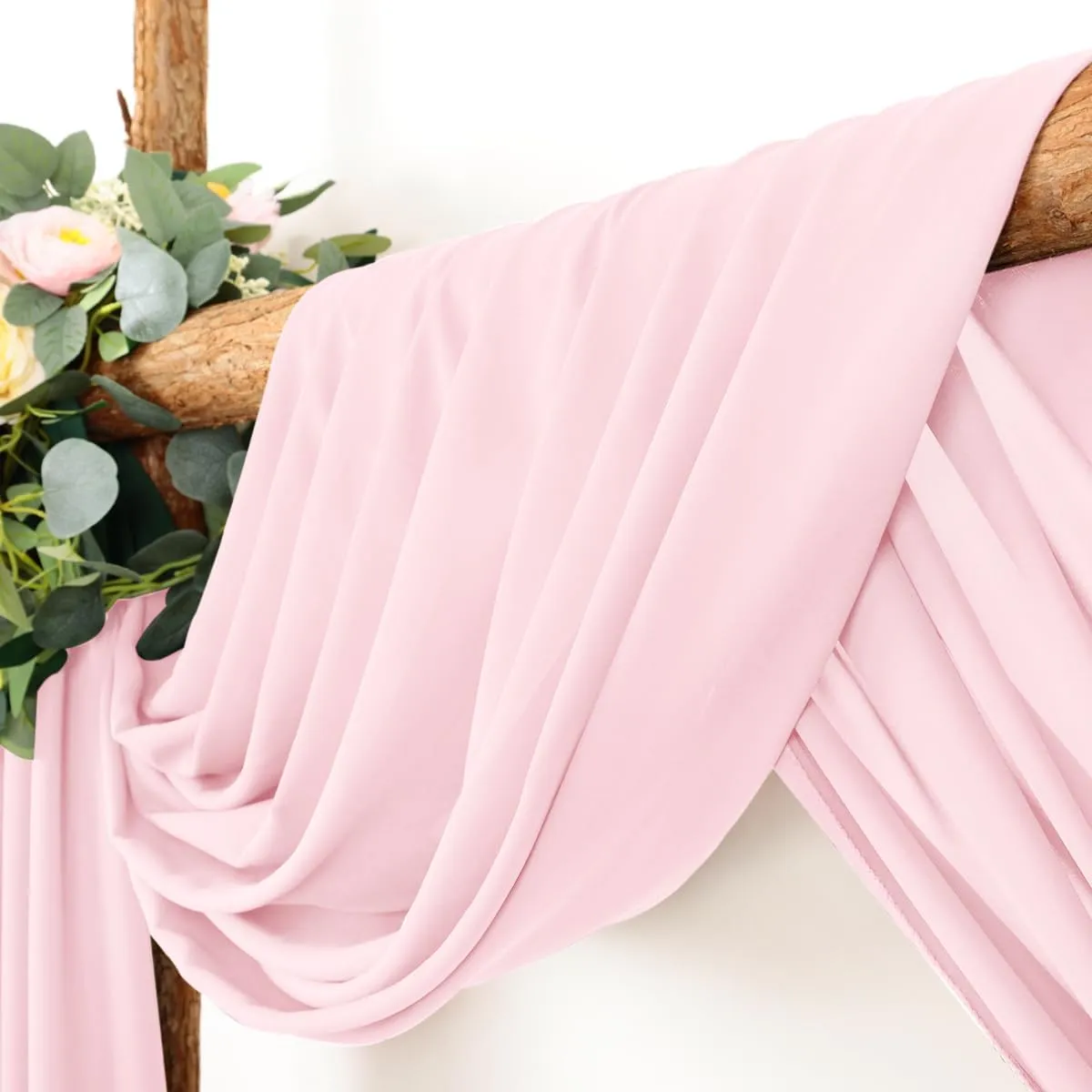 Wedding Arch Draping Fabric 1 Panel 30'' x 18FT Blushing Pink Sheer Chiffon Arch Drapery for Bridal Shower Backdrop Outdoor Party Arches Church Ceremony Decoration