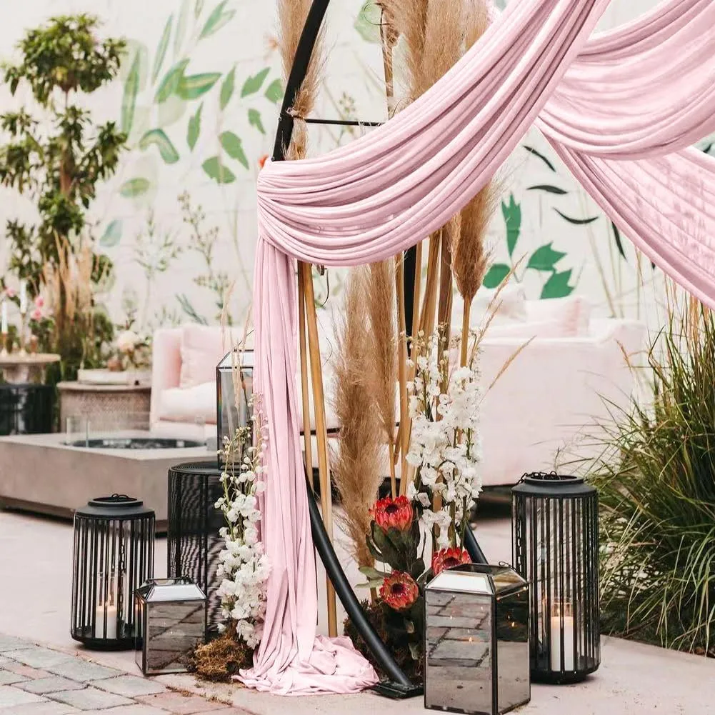 Wedding Arch Draping Fabric 1 Panel 30'' x 18FT Blushing Pink Sheer Chiffon Arch Drapery for Bridal Shower Backdrop Outdoor Party Arches Church Ceremony Decoration