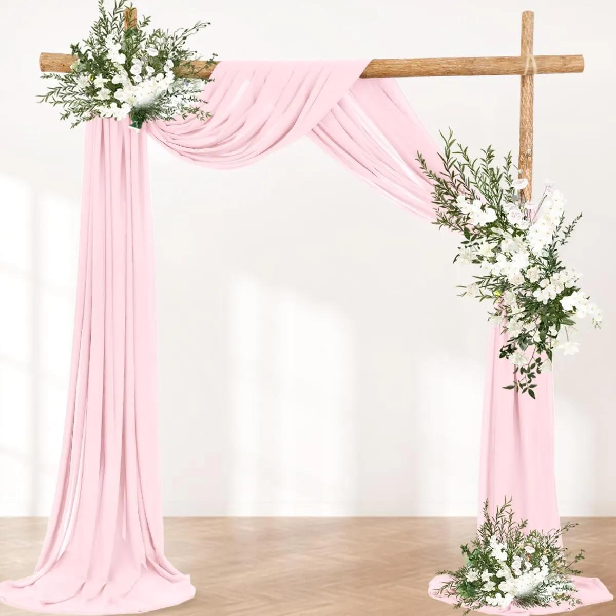 Wedding Arch Draping Fabric 1 Panel 30'' x 18FT Blushing Pink Sheer Chiffon Arch Drapery for Bridal Shower Backdrop Outdoor Party Arches Church Ceremony Decoration