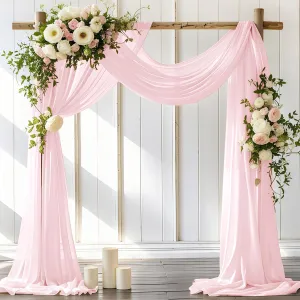 Wedding Arch Draping Fabric 1 Panel 30'' x 18FT Blushing Pink Sheer Chiffon Arch Drapery for Bridal Shower Backdrop Outdoor Party Arches Church Ceremony Decoration