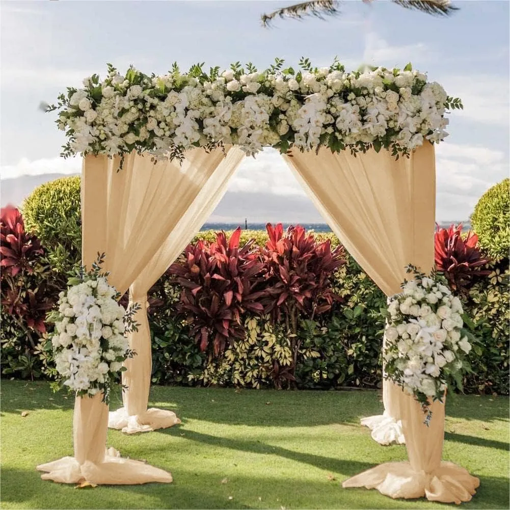 Wedding Arch Draping Fabric 2 Panels 30'' x 18FT Champagne Sheer Chiffon Arch Drapery for Bridal Shower Backdrop Outdoor Party Arches Church Ceremony Decoration