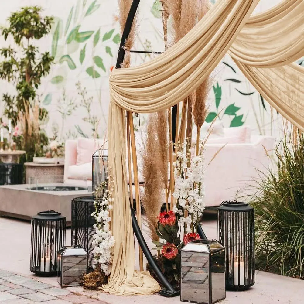 Wedding Arch Draping Fabric 2 Panels 30'' x 18FT Champagne Sheer Chiffon Arch Drapery for Bridal Shower Backdrop Outdoor Party Arches Church Ceremony Decoration