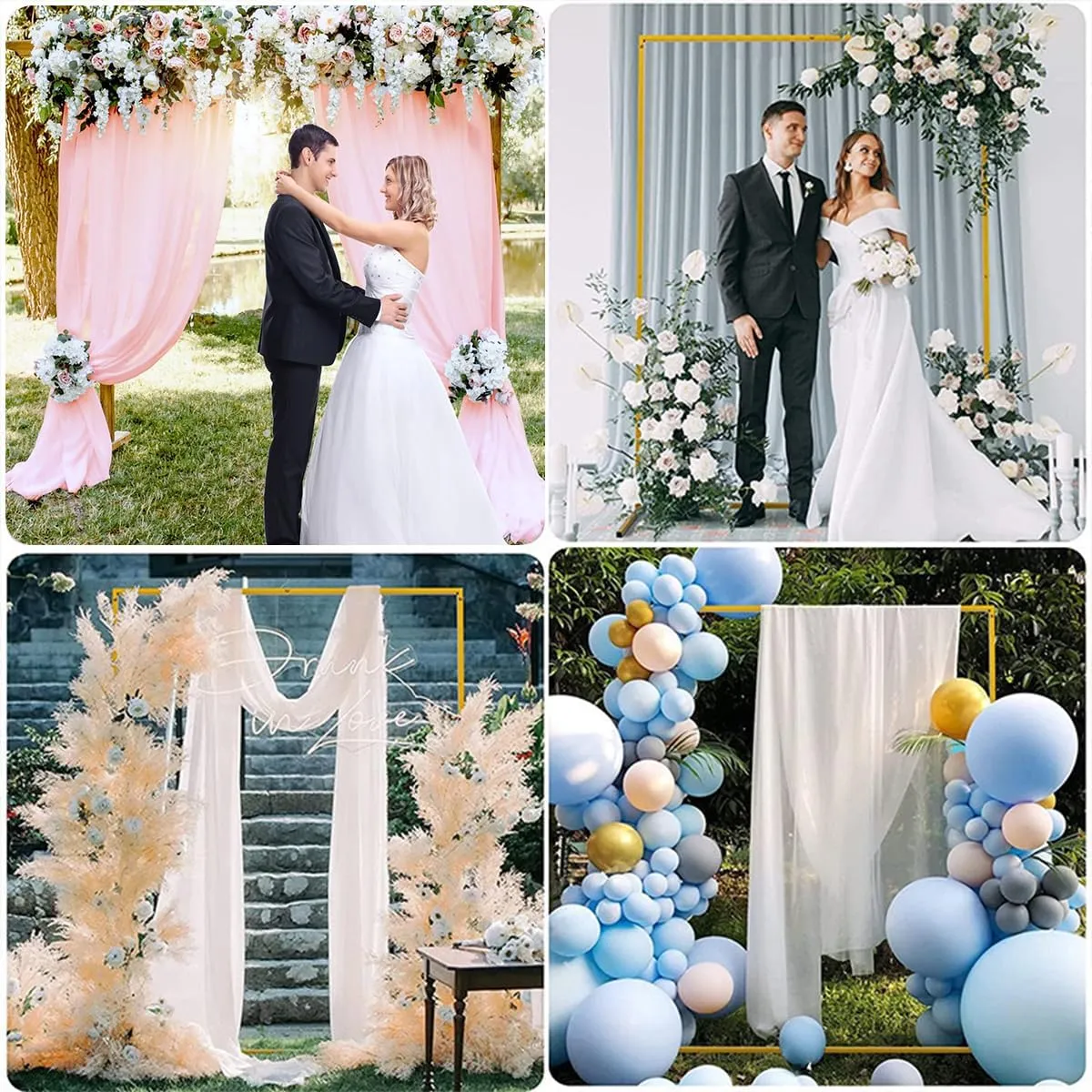 Wedding Arch Draping Fabric Baby Blue 29" X 20FT Chiffon Tulle Fabric Sheer Drapes for Wedding Ceremony Arbor Party Ceiling Swag Background Decoration | Baby Blue Sheer Fabric 2 Panels