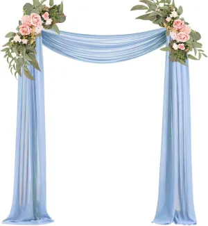 Wedding Arch Draping Fabric Baby Blue 29" X 20FT Chiffon Tulle Fabric Sheer Drapes for Wedding Ceremony Arbor Party Ceiling Swag Background Decoration | Baby Blue Sheer Fabric 2 Panels