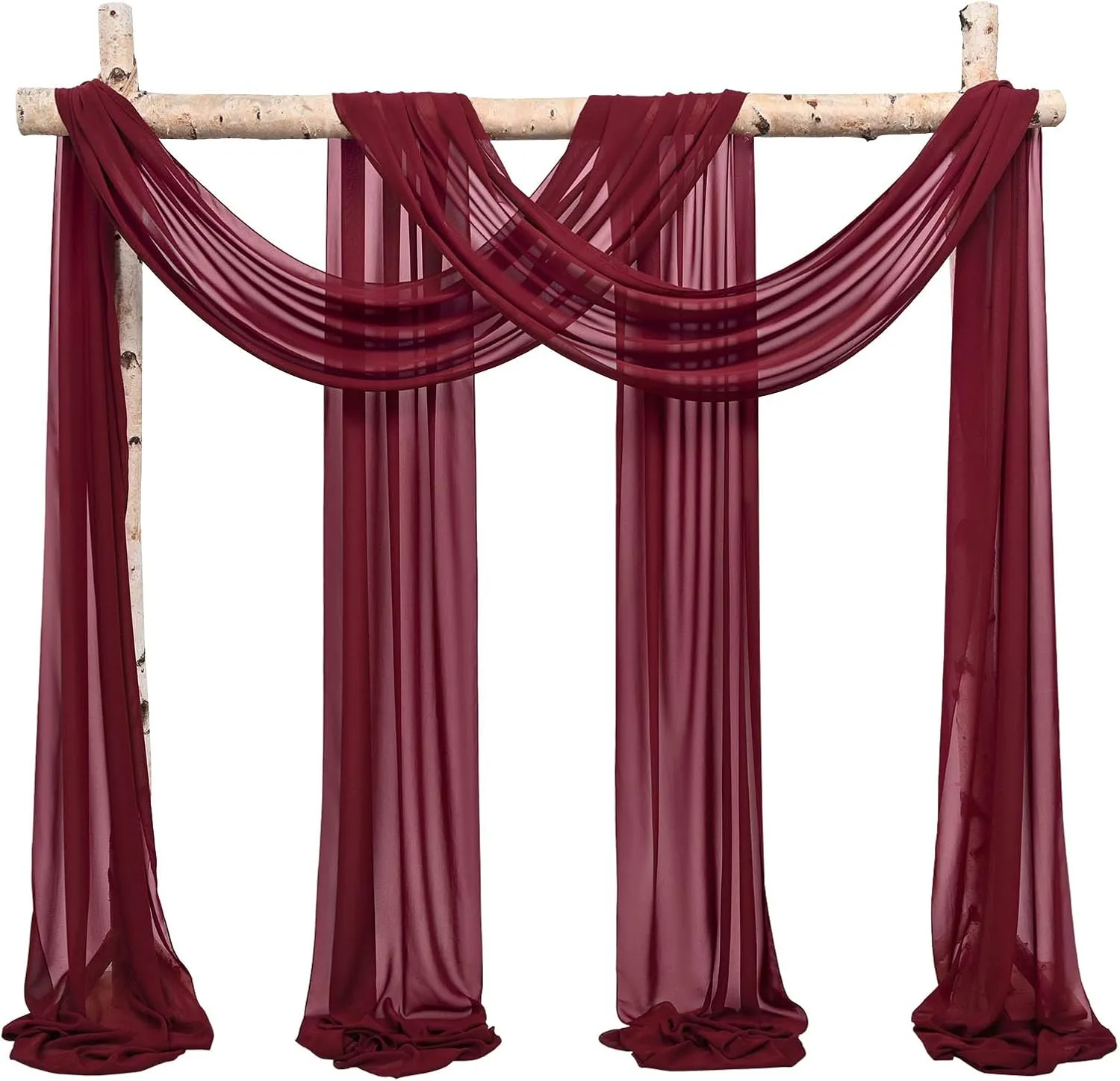 Wedding Arch Draping Fabric,1 Panel 28" x18ft Burgundy Wedding Arch Drapes for Ceremony Sheer Chiffon Fabric Drapes Arbor Drapery Decorations for Reception Party