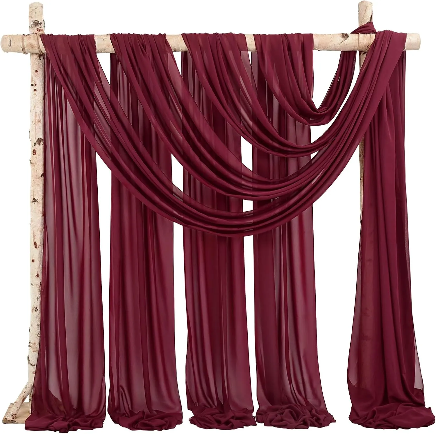 Wedding Arch Draping Fabric,1 Panel 28" x18ft Burgundy Wedding Arch Drapes for Ceremony Sheer Chiffon Fabric Drapes Arbor Drapery Decorations for Reception Party