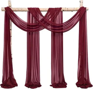 Wedding Arch Draping Fabric,1 Panel 28" x18ft Burgundy Wedding Arch Drapes for Ceremony Sheer Chiffon Fabric Drapes Arbor Drapery Decorations for Reception Party
