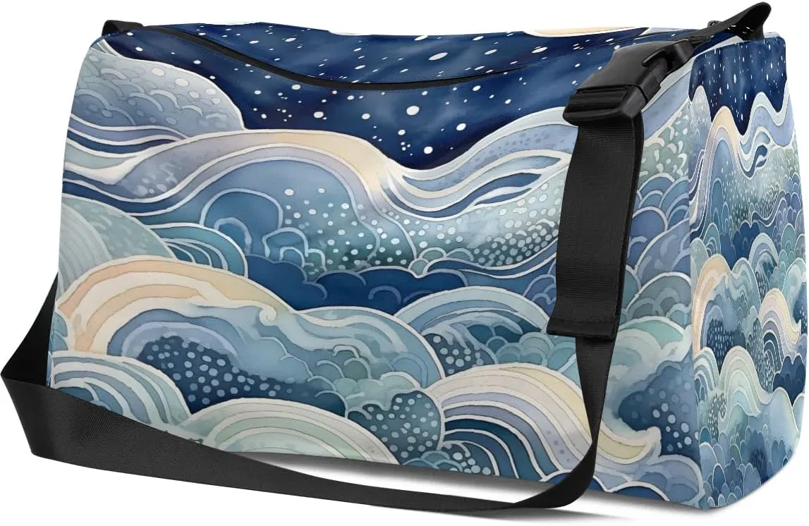 Weekend Bag Abstract Exquisite Printings Lightweight Carry On Duffel Bag Waterproof Gym Bag Pu Leather Duffle Bag for Workout Travel Sport