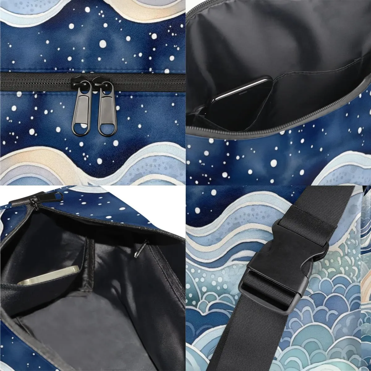 Weekend Bag Abstract Exquisite Printings Lightweight Carry On Duffel Bag Waterproof Gym Bag Pu Leather Duffle Bag for Workout Travel Sport