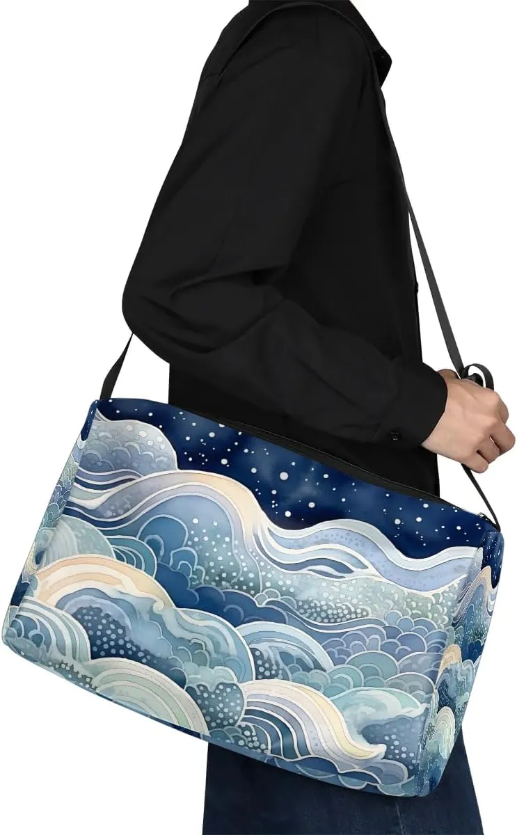 Weekend Bag Abstract Exquisite Printings Lightweight Carry On Duffel Bag Waterproof Gym Bag Pu Leather Duffle Bag for Workout Travel Sport