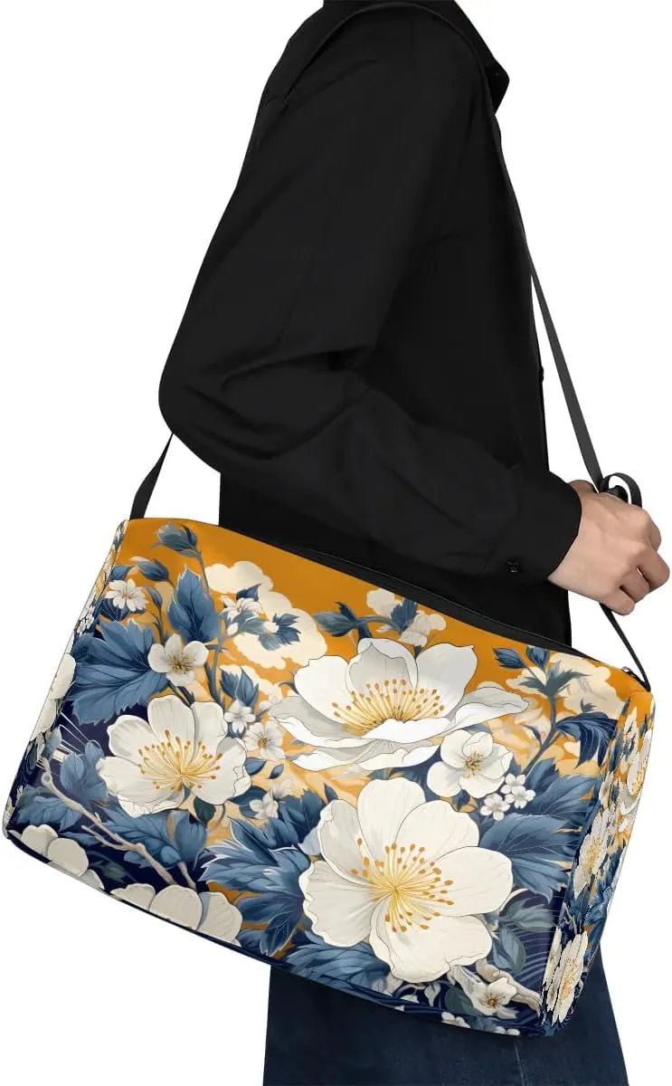 Weekend Bag Exquisite Vivid Printing Flora Lightweight Carry On Duffel Bag Waterproof Gym Bag Pu Leather Duffle Bag for Workout Travel Sport