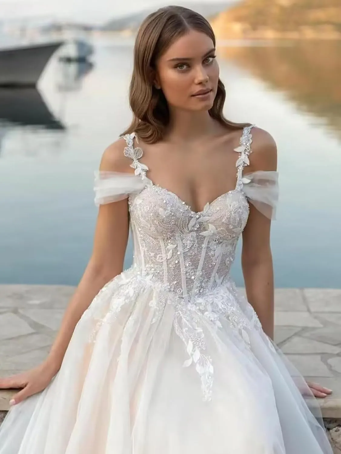 White Wedding Dresses for Bride Boho Lace Mermaid Sexy Beach Bridal Gowns for Bride with Long Train 2025