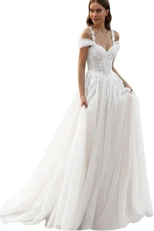 White Wedding Dresses for Bride Boho Lace Mermaid Sexy Beach Bridal Gowns for Bride with Long Train 2025