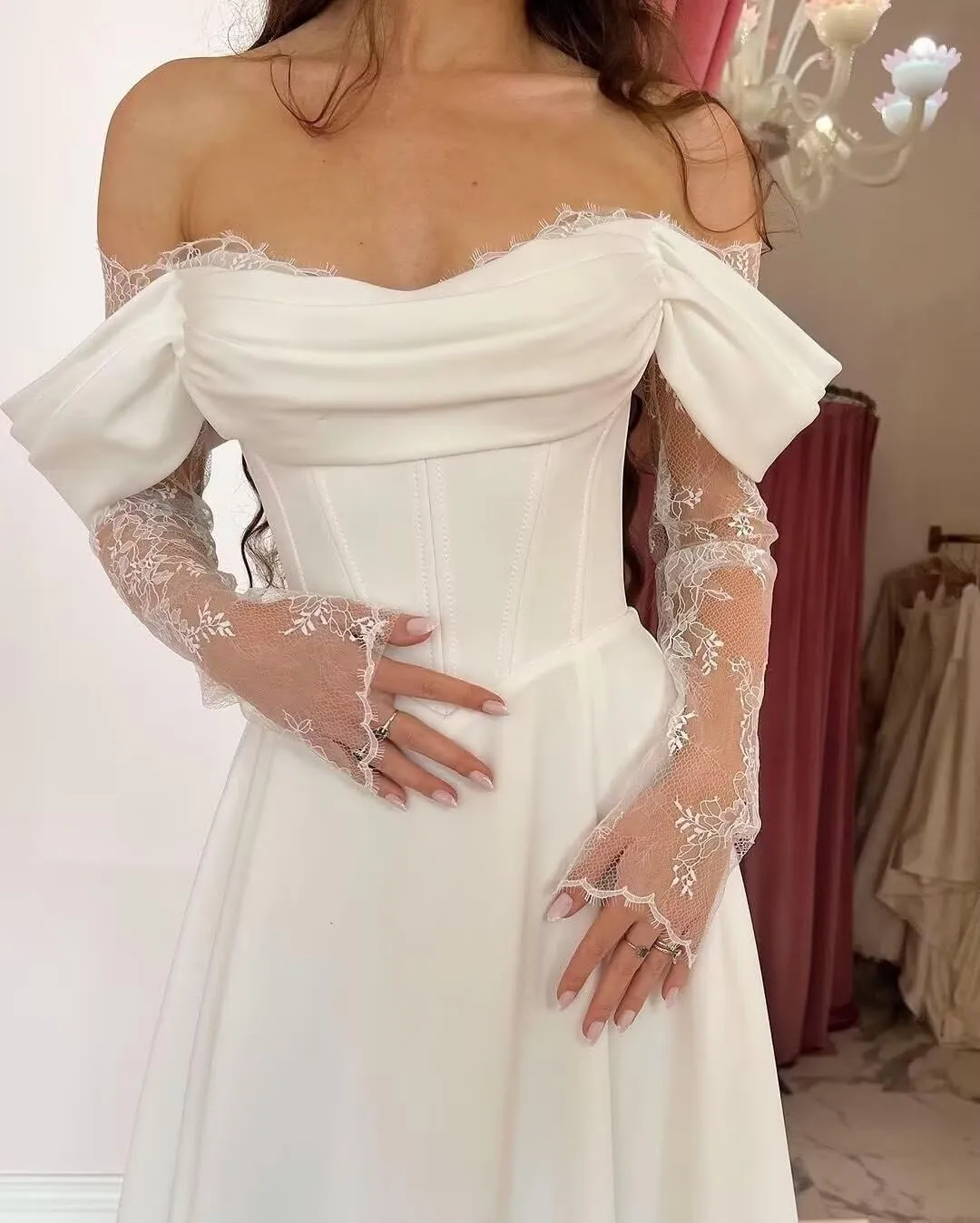 White Wedding Dresses for Bride Boho Lace Mermaid Sexy Beach Bridal Gowns for Bride with Long Train 2025