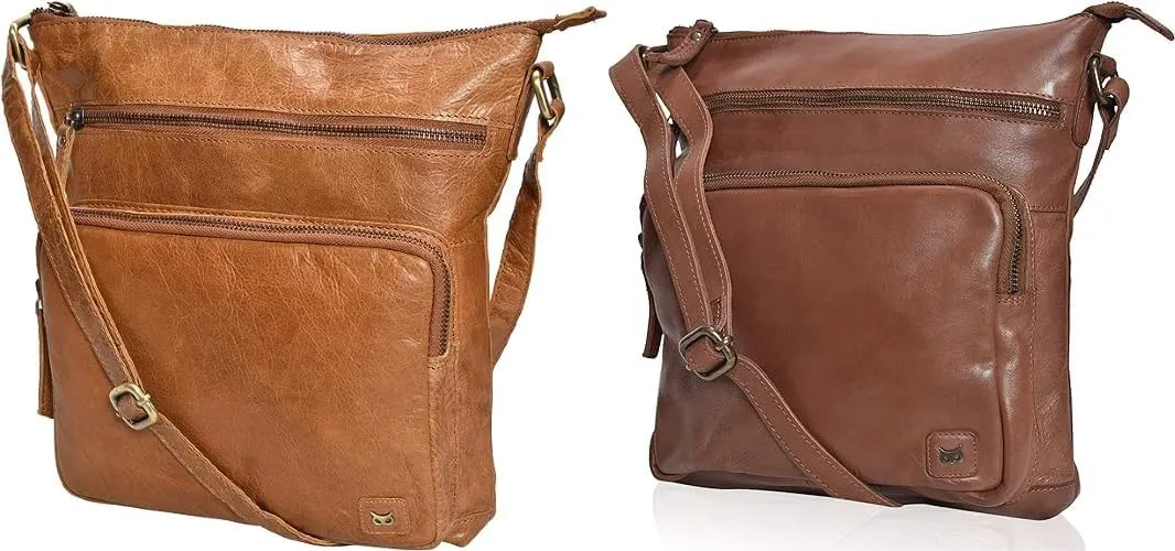 Wise Owl Genuine Leather Crossbody Handbags & Purses for Women -Premium Crossover Over the Shoulder Bag Pack of - 2