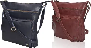 Wise Owl Genuine Leather Crossbody Handbags & Purses for Women -Premium Crossover Over the Shoulder Bag Pack of - 2