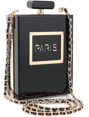 WJCD Clear Purses for Women Paris Perfume Shaped Clear Purse Evening Bags Vintage Banquet Handbag