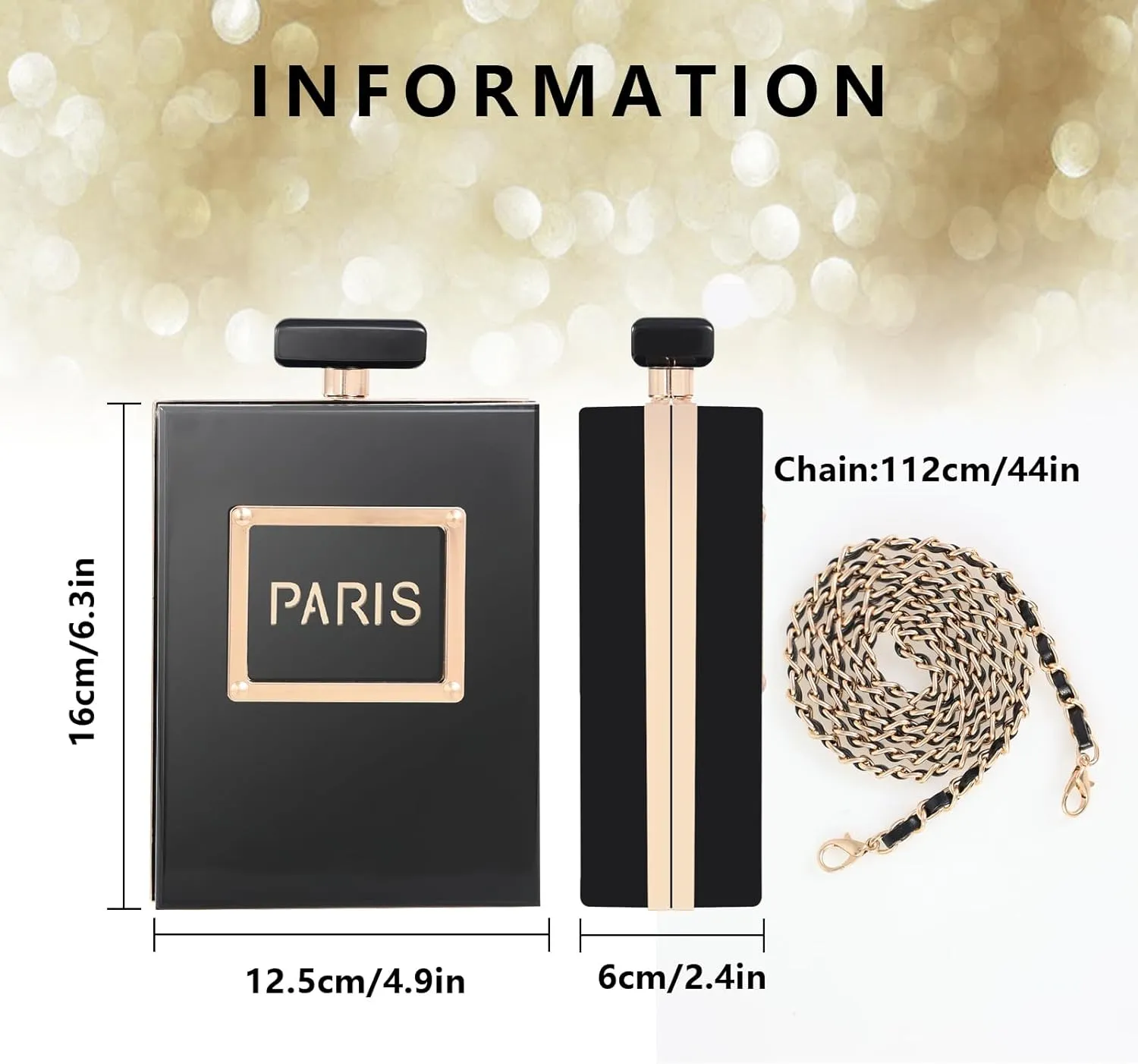 WJCD Clear Purses for Women Paris Perfume Shaped Clear Purse Evening Bags Vintage Banquet Handbag