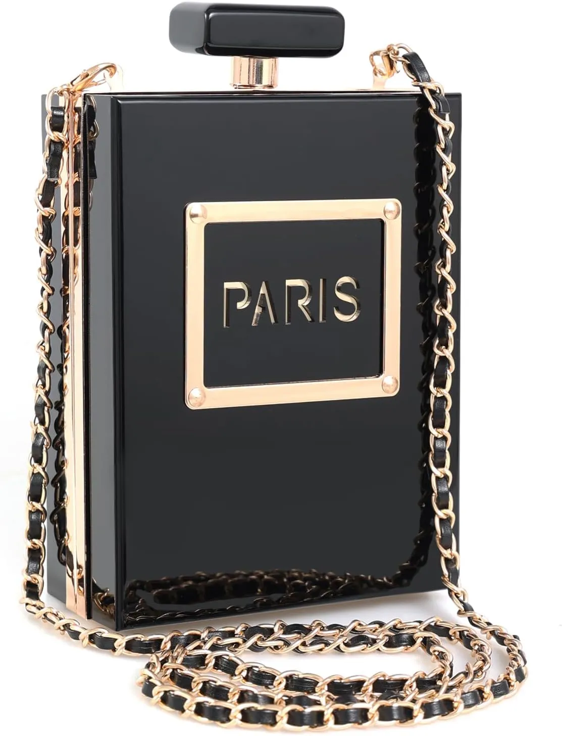 WJCD Clear Purses for Women Paris Perfume Shaped Clear Purse Evening Bags Vintage Banquet Handbag
