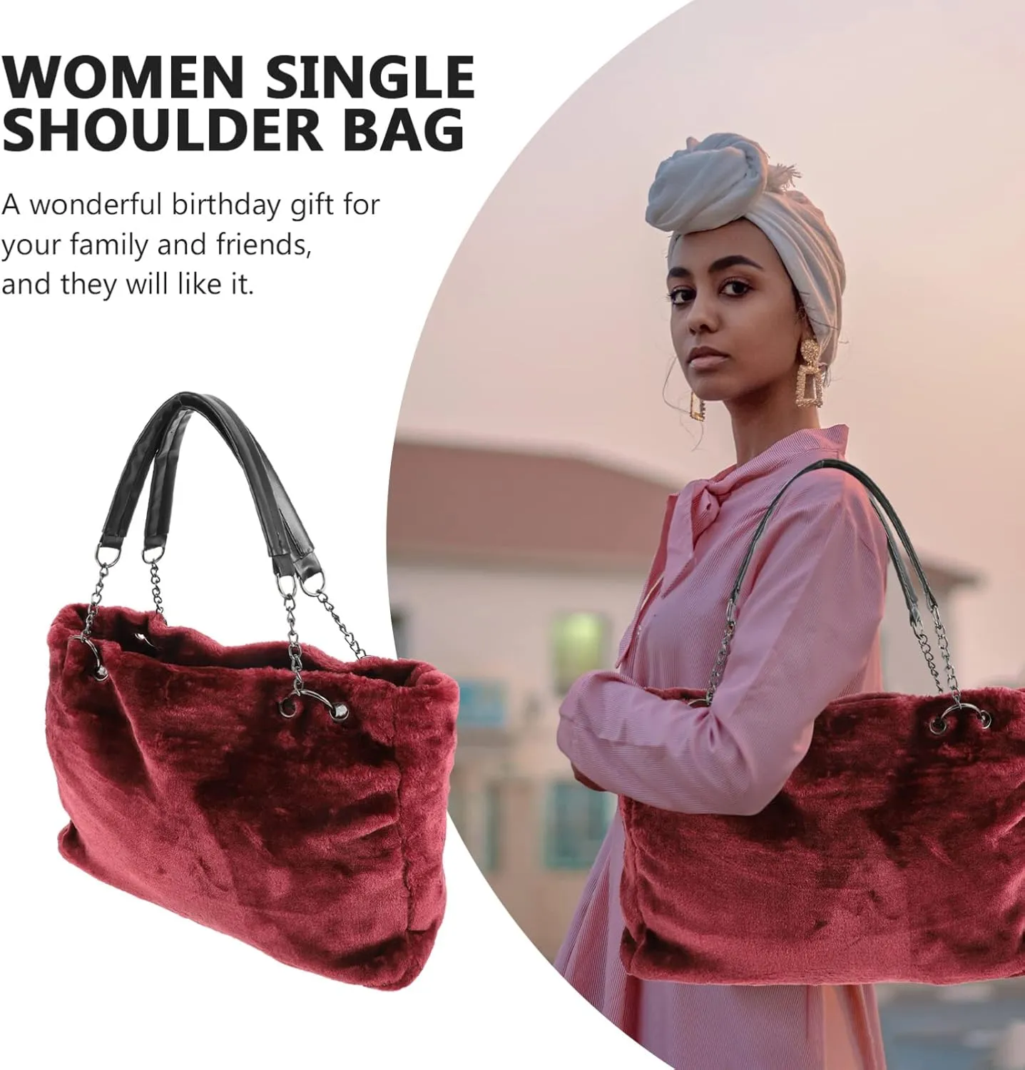 Womans Purse Plush Handbag Handbag Plush Women's Shoulder Bag Autumn Single Shoulder Bag Womans Purses