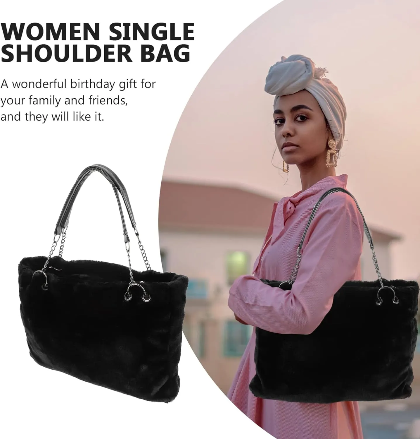 Womans Purse Plush Handbag Handbag Plush Women's Shoulder Bag Autumn Single Shoulder Bag Womans Purses