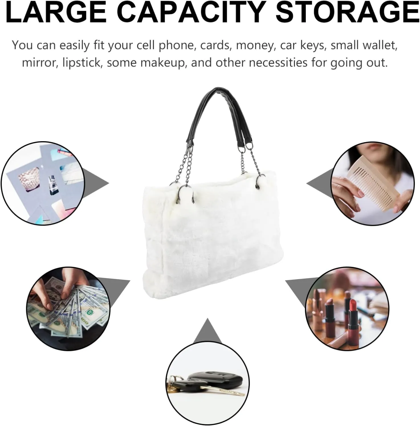 Womans Purse Plush Handbag Handbag Plush Women's Shoulder Bag Autumn Single Shoulder Bag Womans Purses