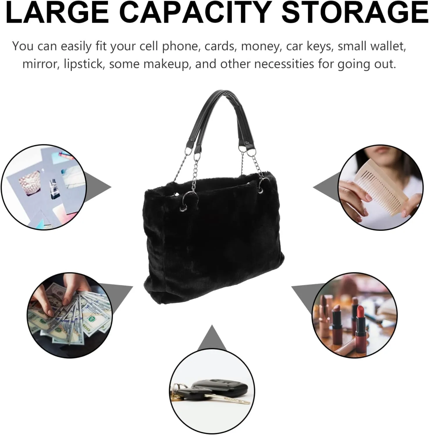 Womans Purse Plush Handbag Handbag Plush Women's Shoulder Bag Autumn Single Shoulder Bag Womans Purses